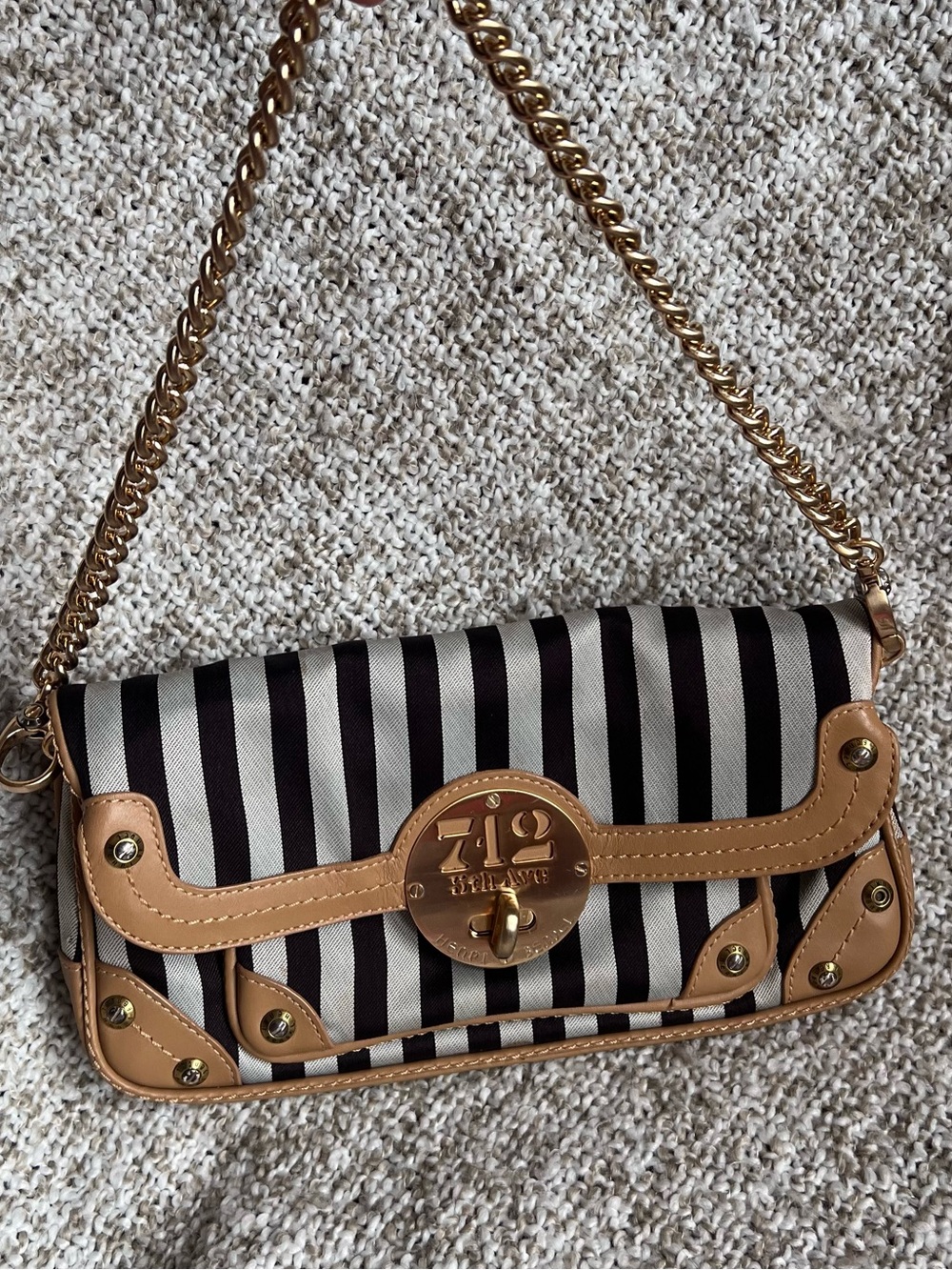 Henri Bendel GHW 712 5th Avenue Shoulder Bag Centennial Stripe Collection